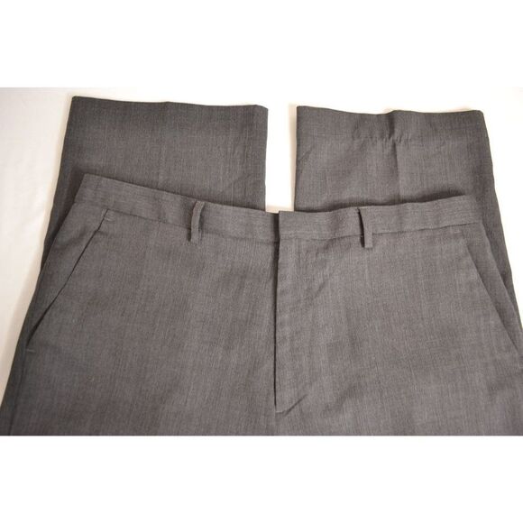 Calvin Klein Men's 38x32 Grey Wool Blend High Rise Flat Front Dress Pants - Picture 1 of 13